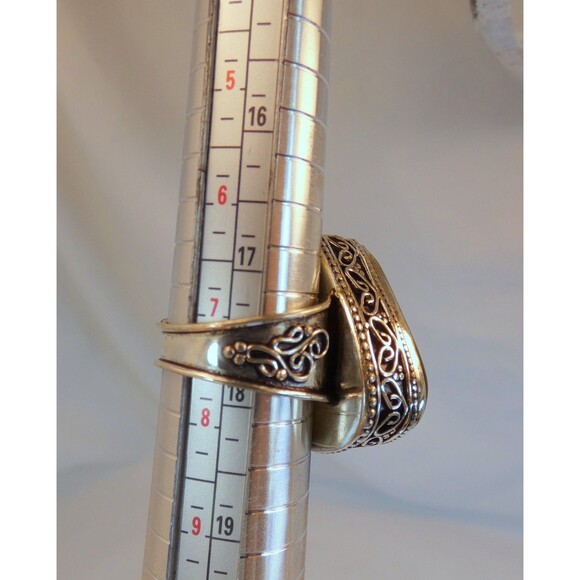 Large Bloodstone Heliotrope Sterling Silver Ring Size 7.25 - Picture 6 of 8